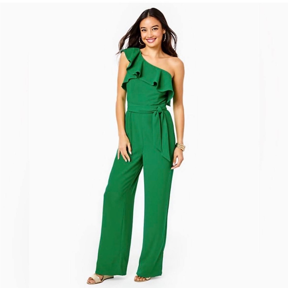 Elegant Green One-Shoulder Jumpsuit